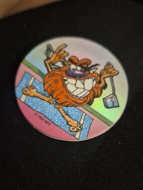 Pog .1994 Cartoon Character Holographic Pin - Orange Character